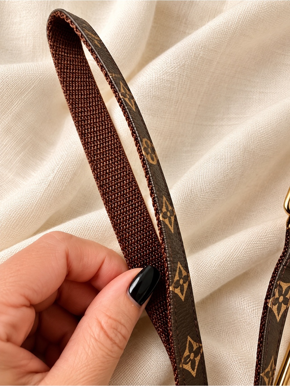 Designer-Inspired Brown and Beige Patterned Wristlet Straps - Picture 6 of 9